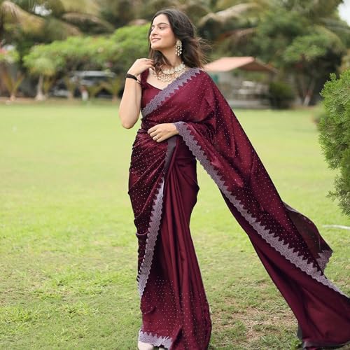 Yashika Women's Satin Moss Saree - Image 3