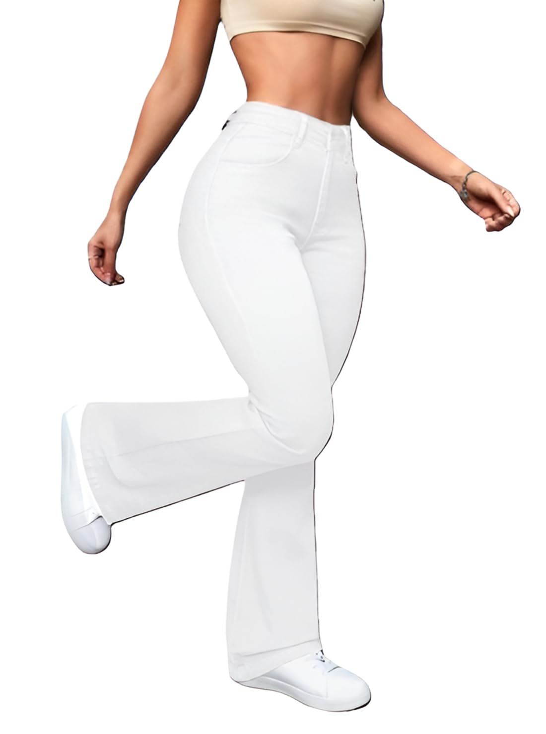 Ben Martin White High Waist Flared Jeans for Women