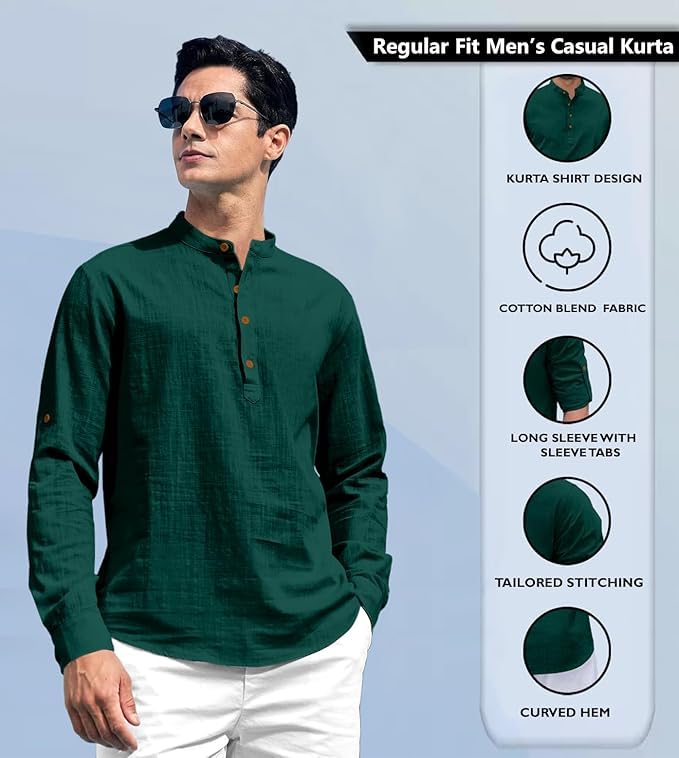 GarbGlide Chikan Kurta for Men - Cotton Solid - Image 2