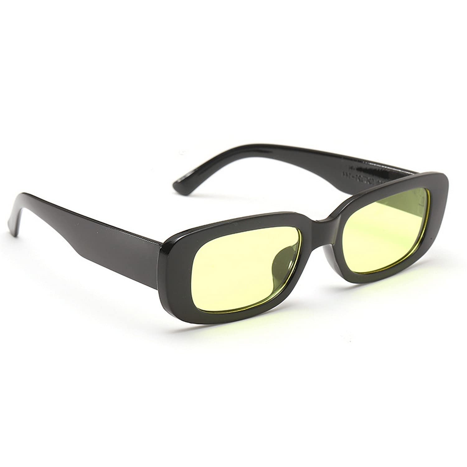 Dervin Retro Rectangular Sunglasses for Women - Black Yellow