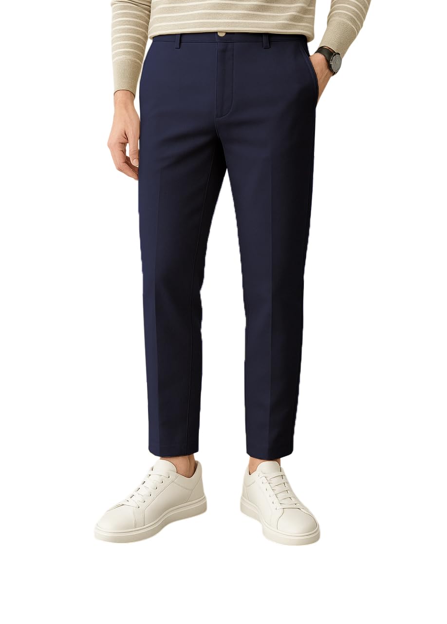 KARGEENS Men Formal Stretchable Pants - Navy Blue