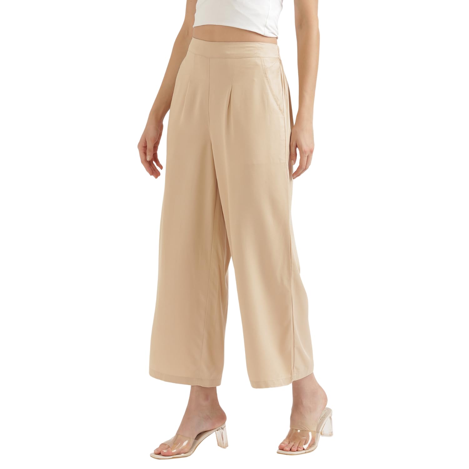 SAADAA Palazzo Pants for Women - Beige - Image 2