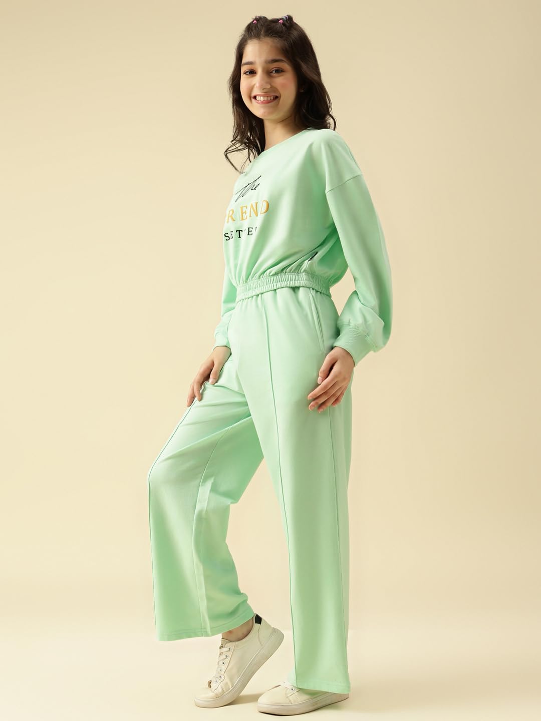 Lil Tomatoes Girls Cotton Looper Track Suits - Green - Image 5