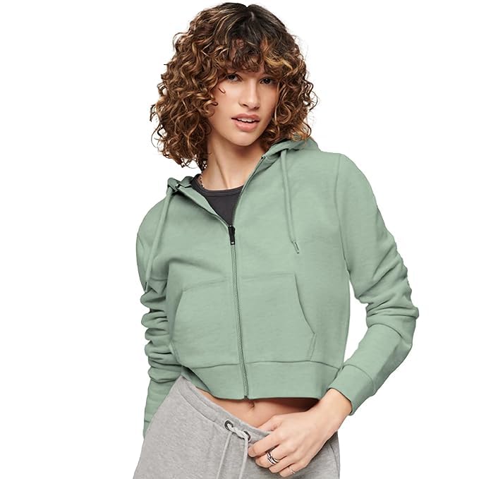 FUNKY MONKEY Crop Zipper Hoodie for Girl & Women - Pista - Image 2