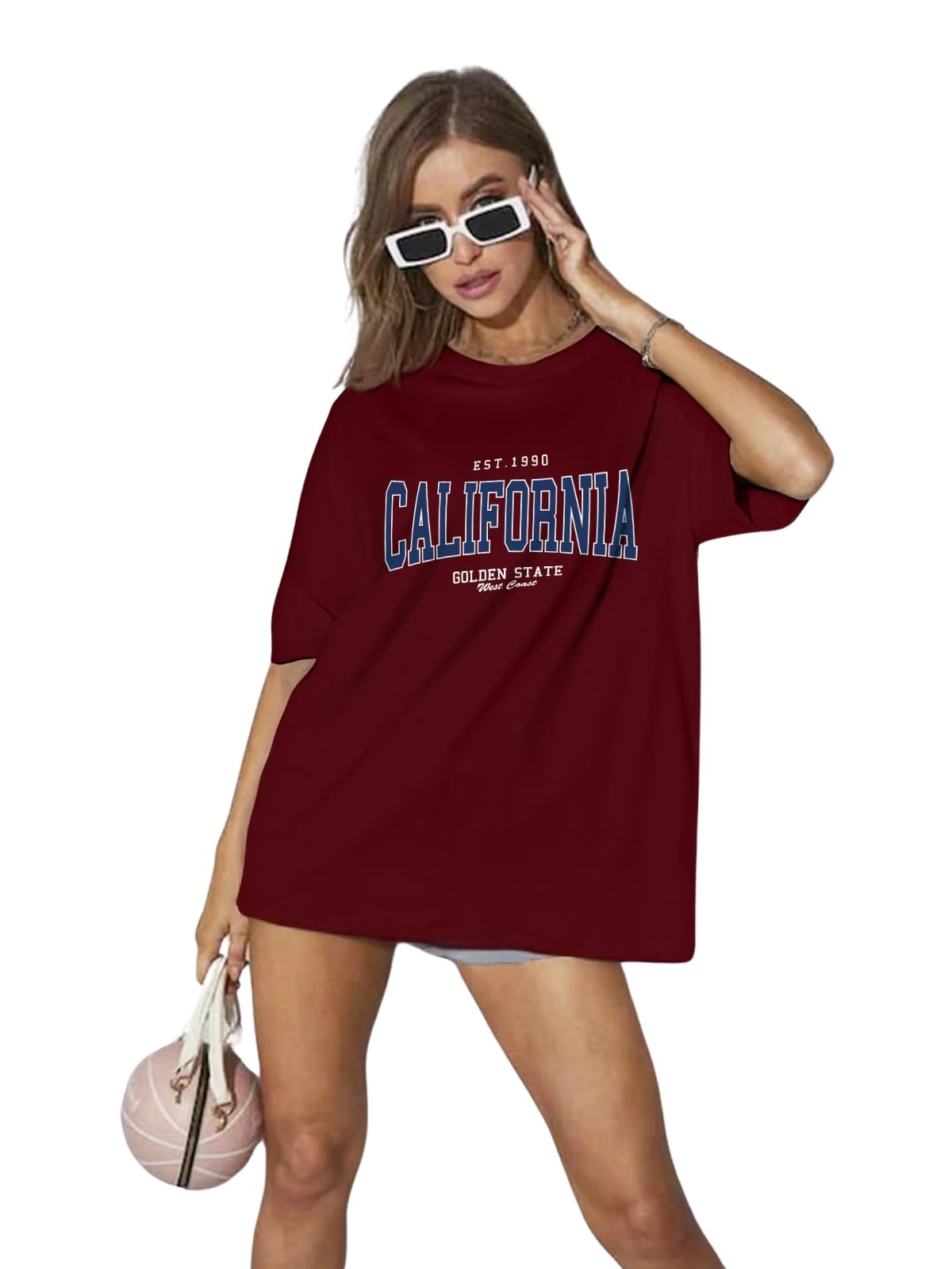 JUNEBERRY Round Neck Graphic Printed Cotton Oversized T-Shirt - Black & White