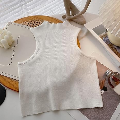 PINOVO Women's Crop Tank Top - Black & White Stripe - Image 4