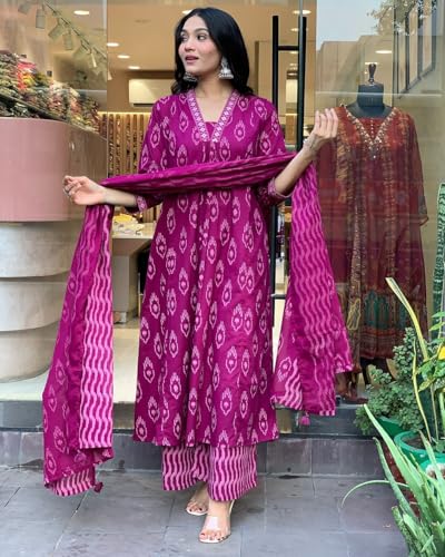 Alvami Pink Anarkali Kurta Set for Women - Image 2