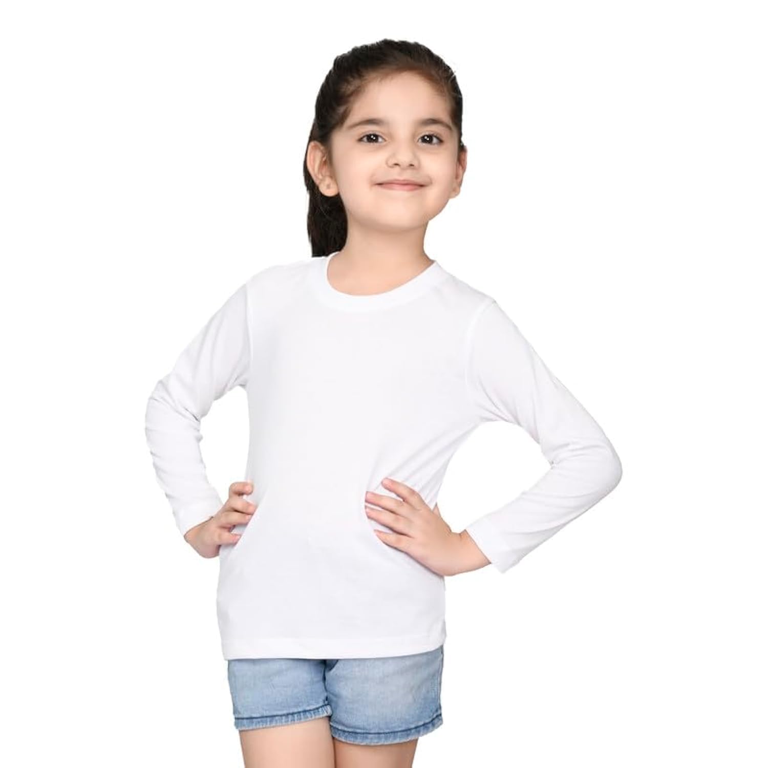 Nusyl Girls White Cotton T-Shirt