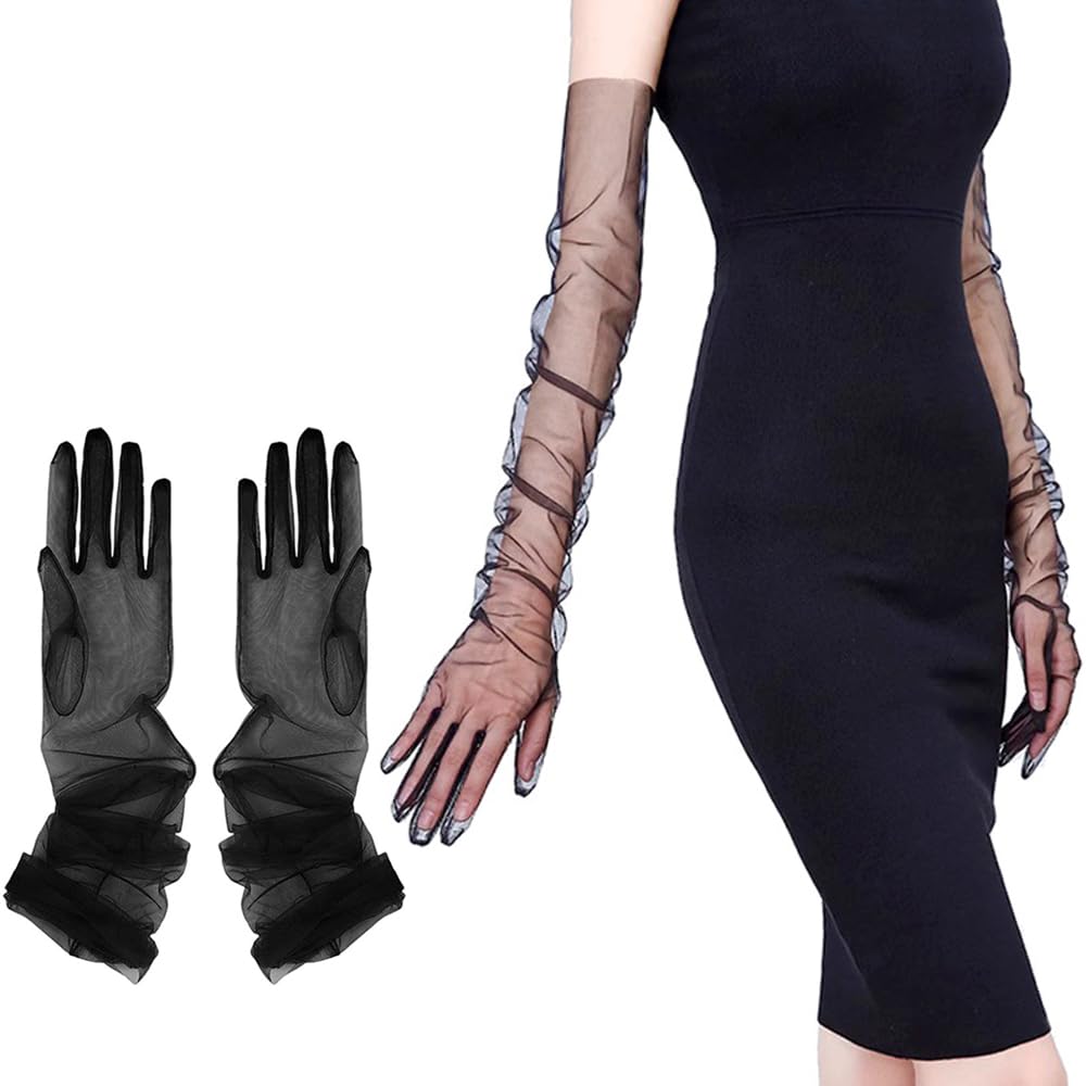 Anzailala Black Lace Gloves for Women