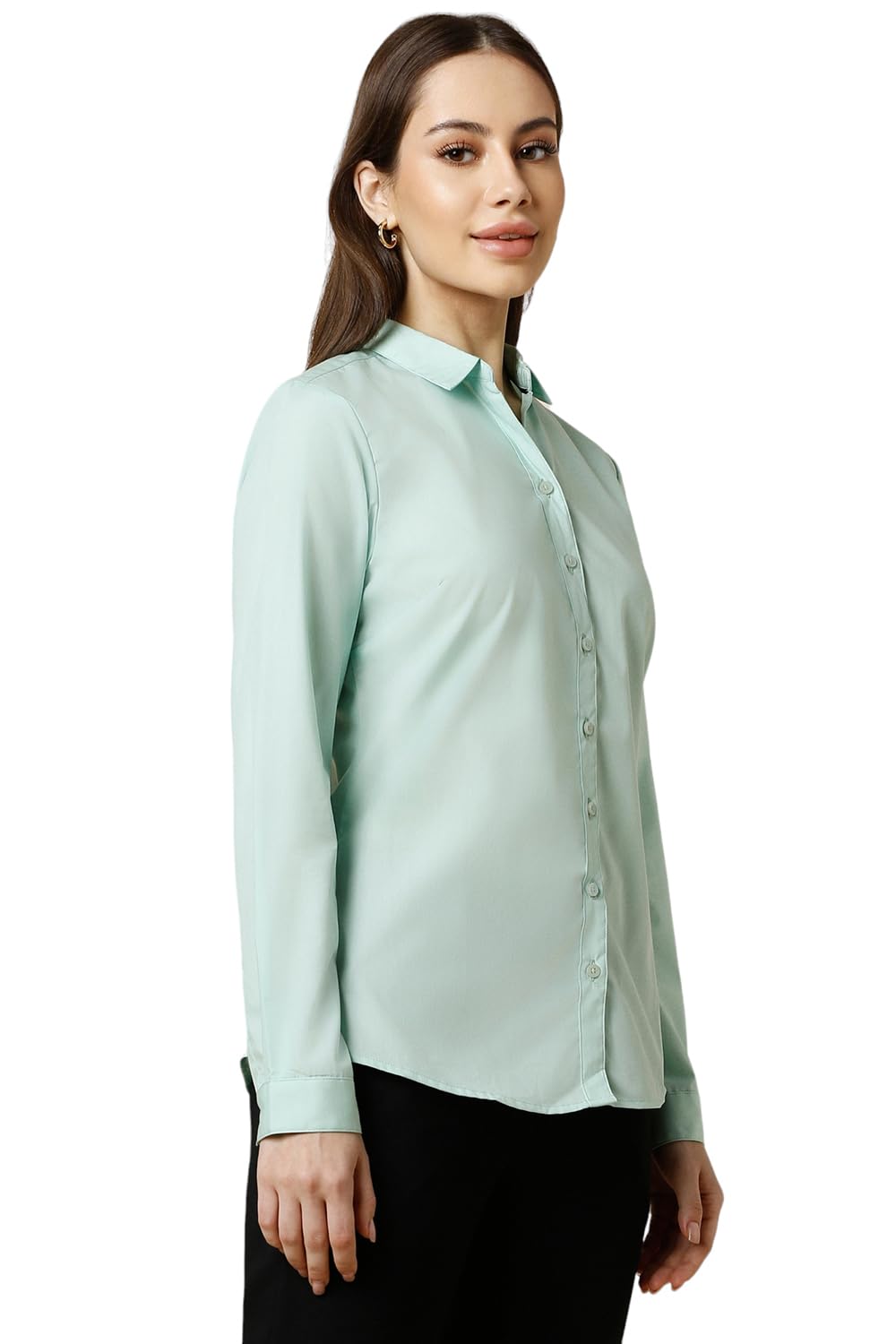 Allen Solly Women Cotton Blend Shirt - Light Green - Image 2