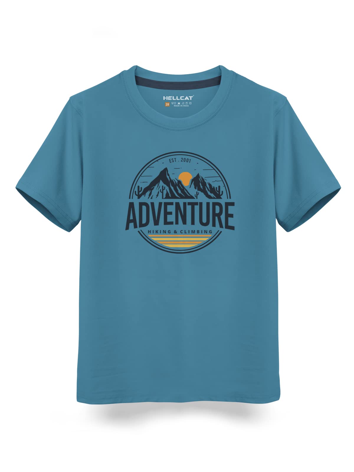 HELLCAT Boys Turquoise Blue Typographic T-Shirt