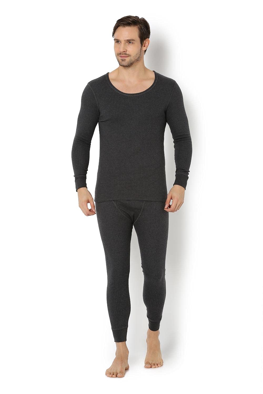 Van Heusen Men's Charcoal Melange Thermal Top - Image 5
