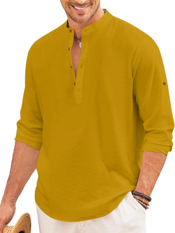 Macsivo Men's Cotton Polyester Henley Kurta