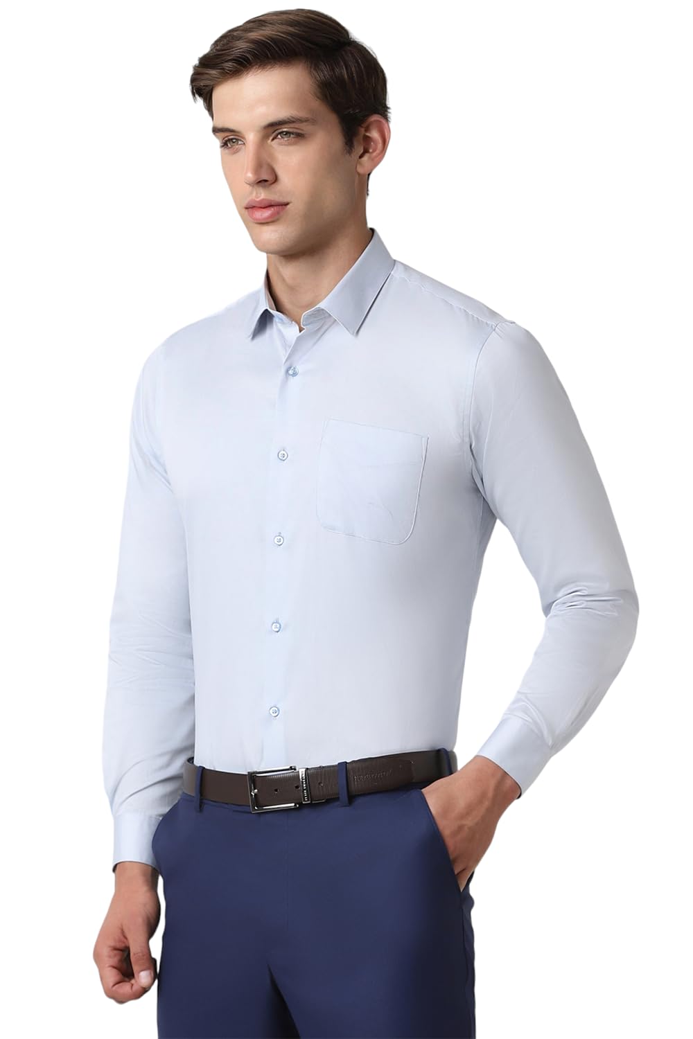 Peter England Men Satin Shirt - Blue - Image 2