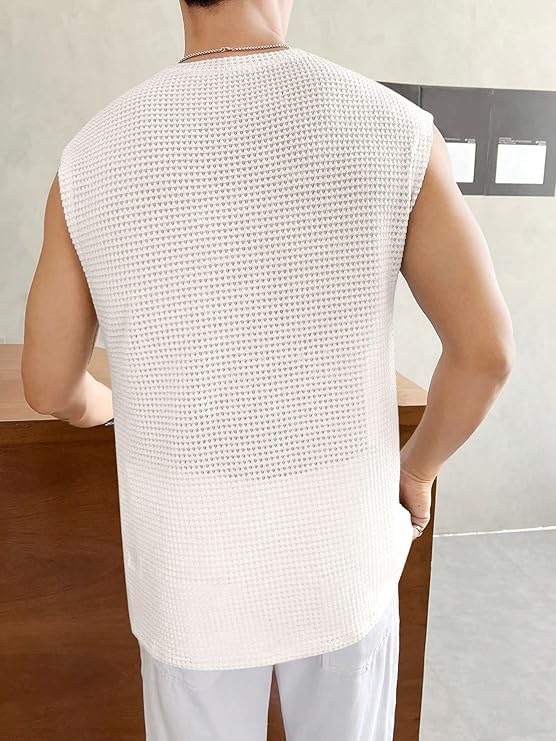 TreadDown Men's Waffle Tank Top - Polycotton - Image 4