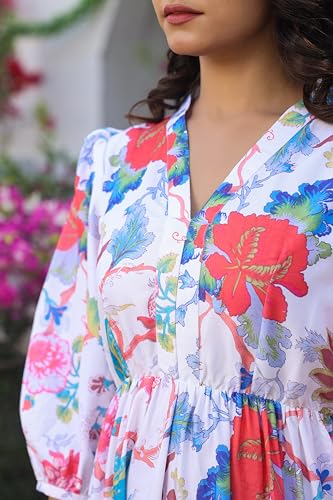 LERIYA FASHION Women's Rayon Western Dress - White - Image 3