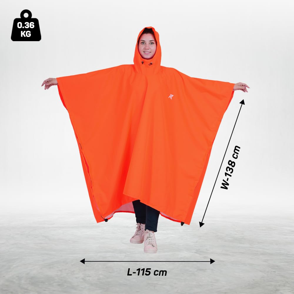 ROCKSPORT Unisex Outdoor Rain Poncho - Neon Orange - Image 2
