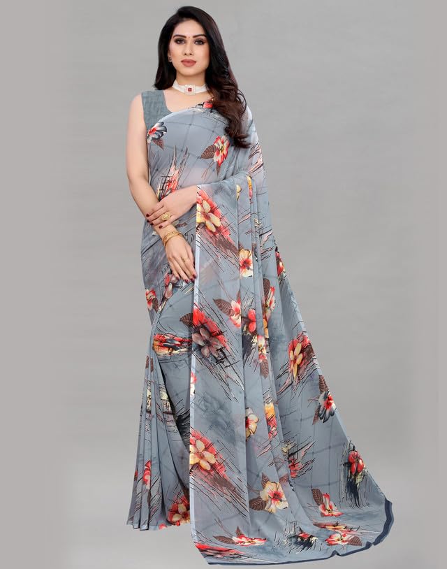 SIRIL Women's Georgette Printed Saree - Image 5