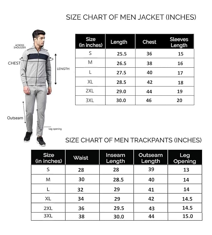 GODFREY Men's Zipper Tracksuit - High Neck Full Sleeve Cotton Fleece - Image 2