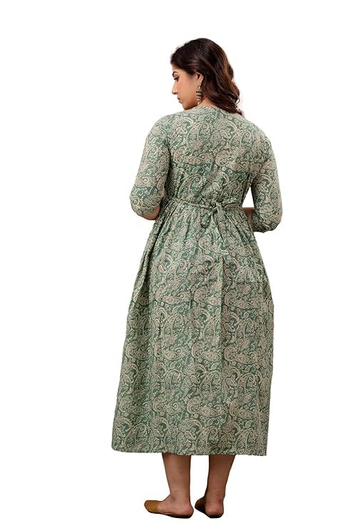 Pure Cotton Maternity Kurti with Invisible Zipper - Cardamom - Image 3