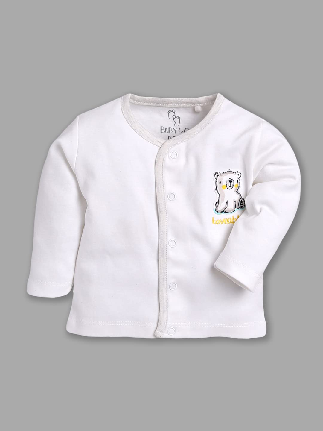 BABY GO Full Sleeve Clothing Set for Baby Boys & Girls - White - Image 4