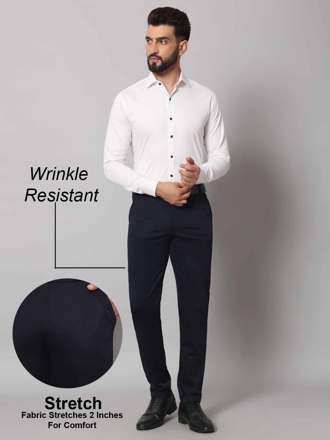 Vogaan Men's Slim Fit Casual Trousers - Blue - Image 2