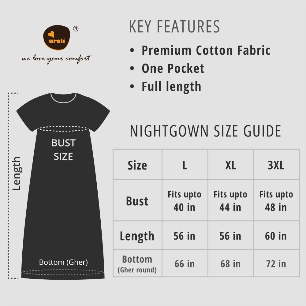 Urali Women's Printed Cotton Maxi Night Gown - Sea Green - Image 4