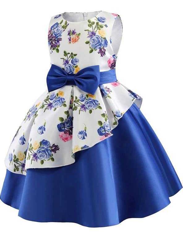 Dharmikaay Girl's Satin Floral Frock Dress - Image 3