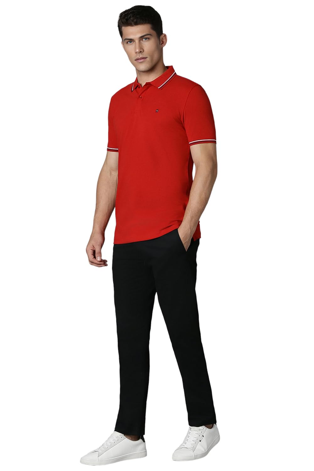 Louis Philippe Men's Cotton Slim Fit T-Shirt - Red - Image 5