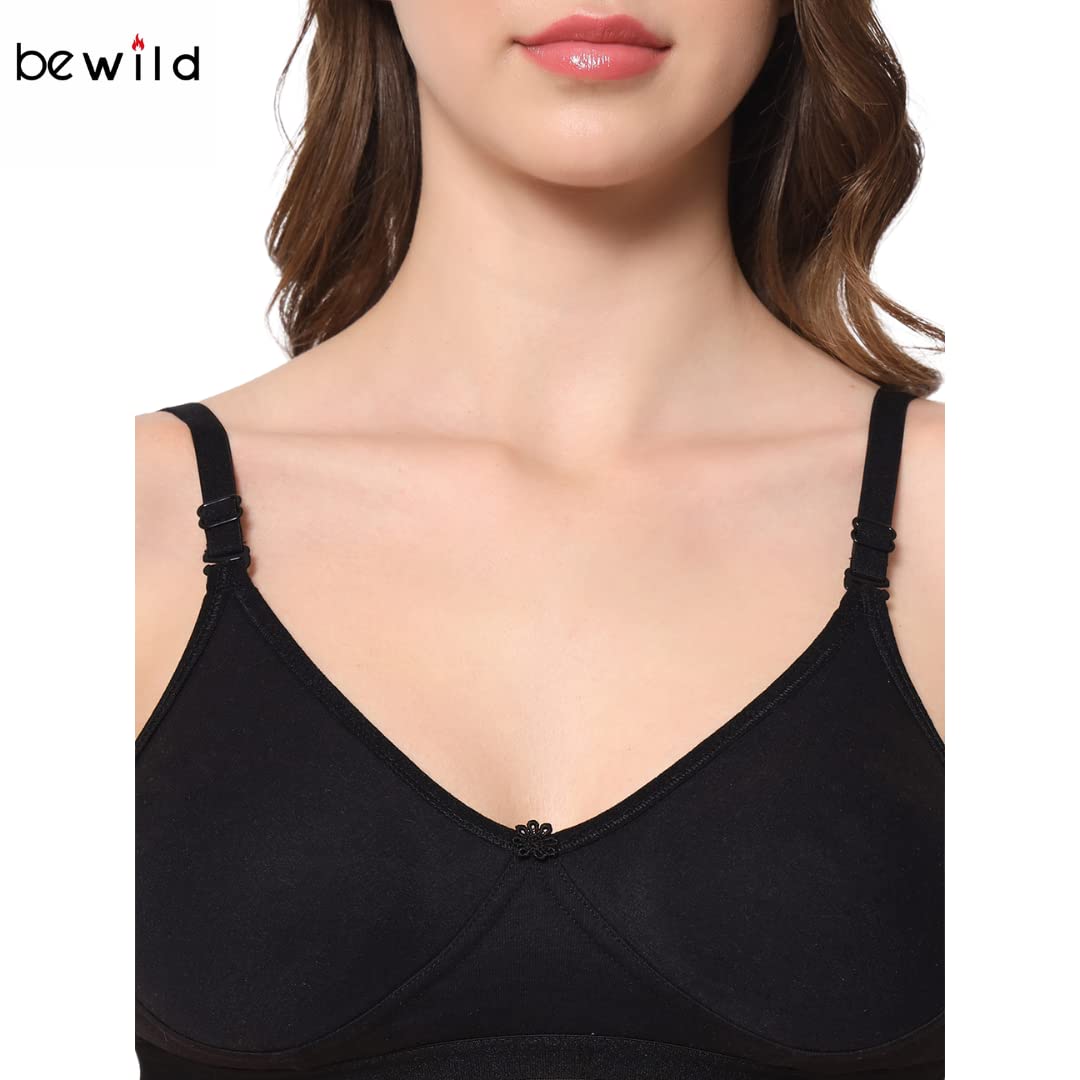 Bewild Black Cotton Bra for Women - Image 4