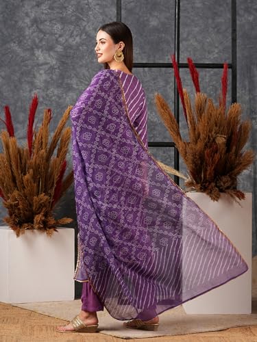 ANNI DESIGNER Purple Cotton Kurta Set for Women - Image 2