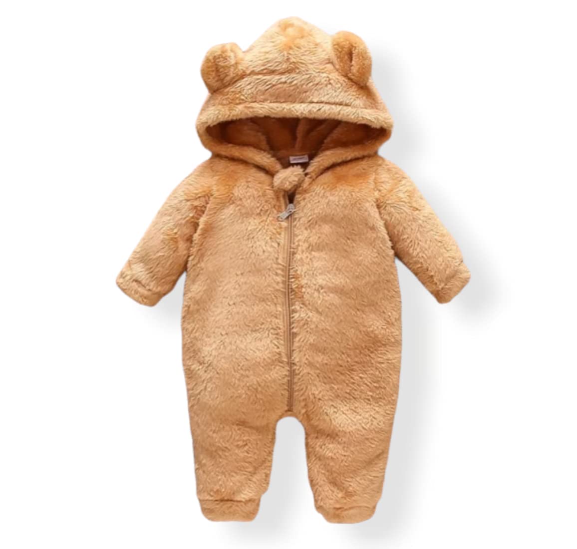 First Kick Unisex Baby Flannel Jumpsuit - Camel