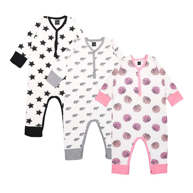 Kidbea Organic Cotton Romper Bodysuit - star elephant flower