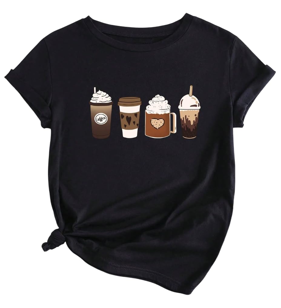 Jawdrobe Women's Printed Round Neck T-Shirt - Black