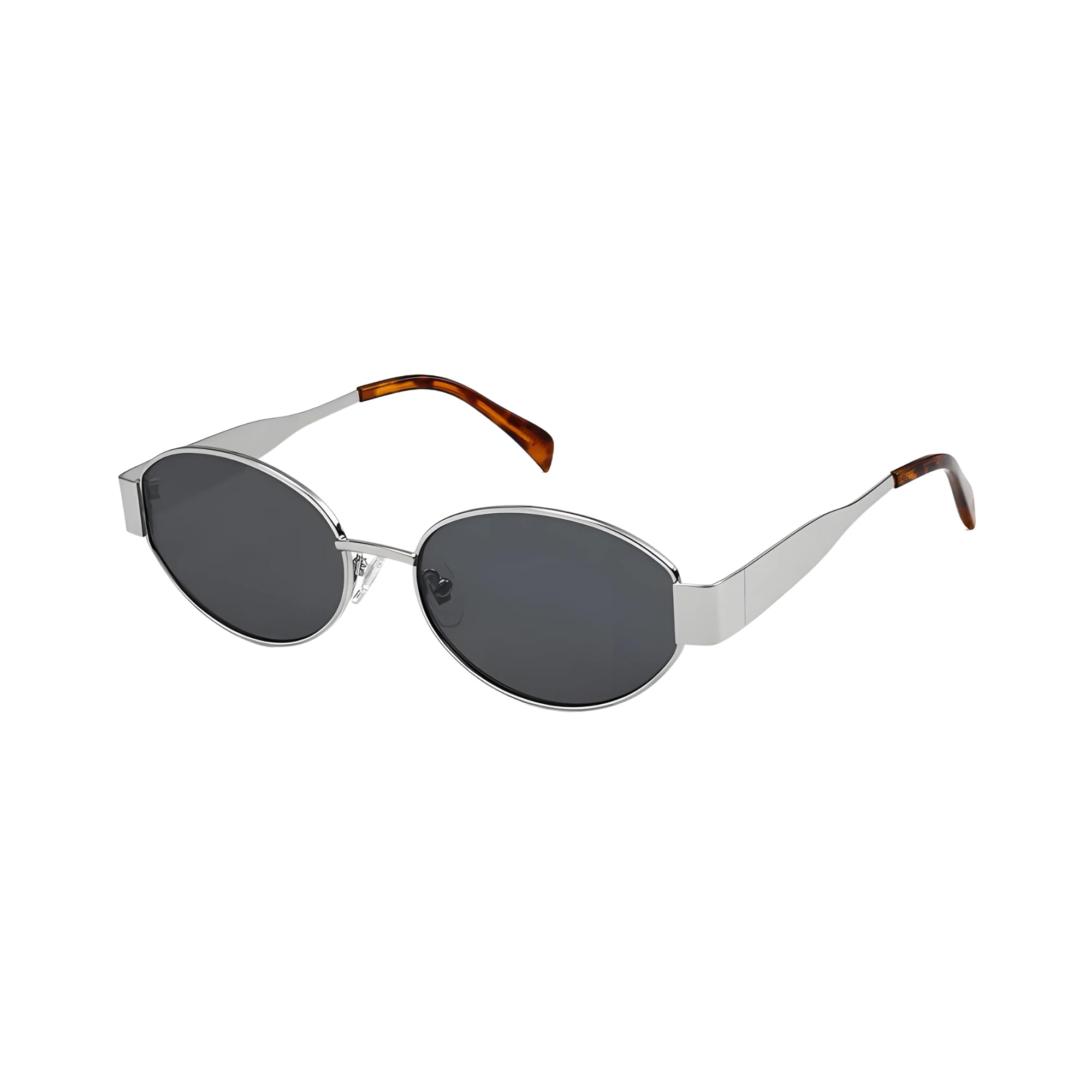 4Flaunt Retro Oval Sunglasses - Silver Grey