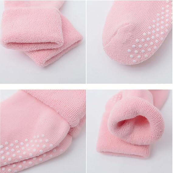 WKLOUYHE Baby Socks with Grips - Pink Blue Grey Green - Image 2