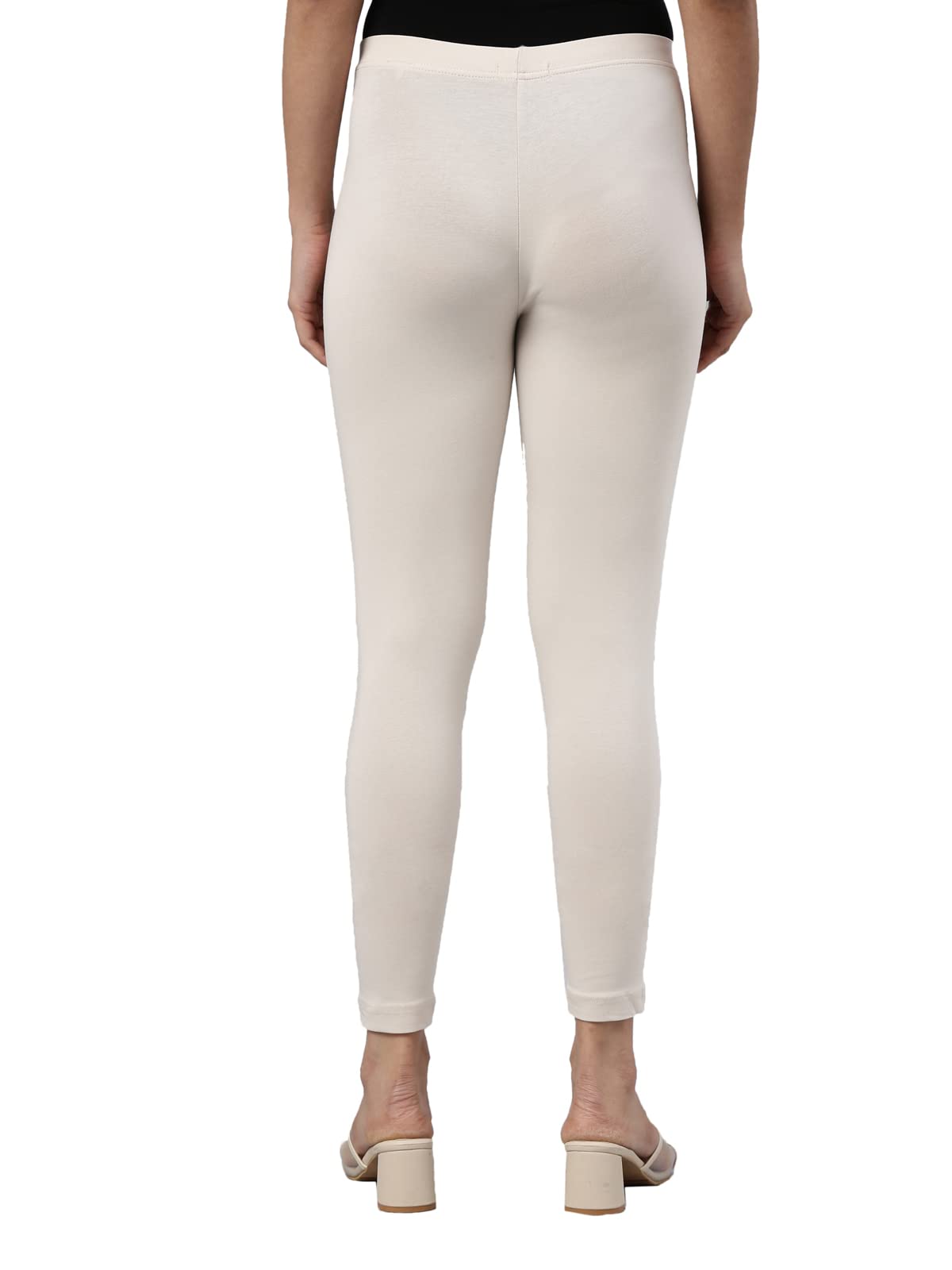 GO COLORS Cotton Leggings for Women - Dark Cream - Image 4