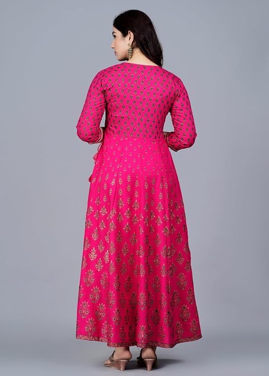 GarbGlide Women's Anarkali Rayon Floral Embroidered Dress - Image 2