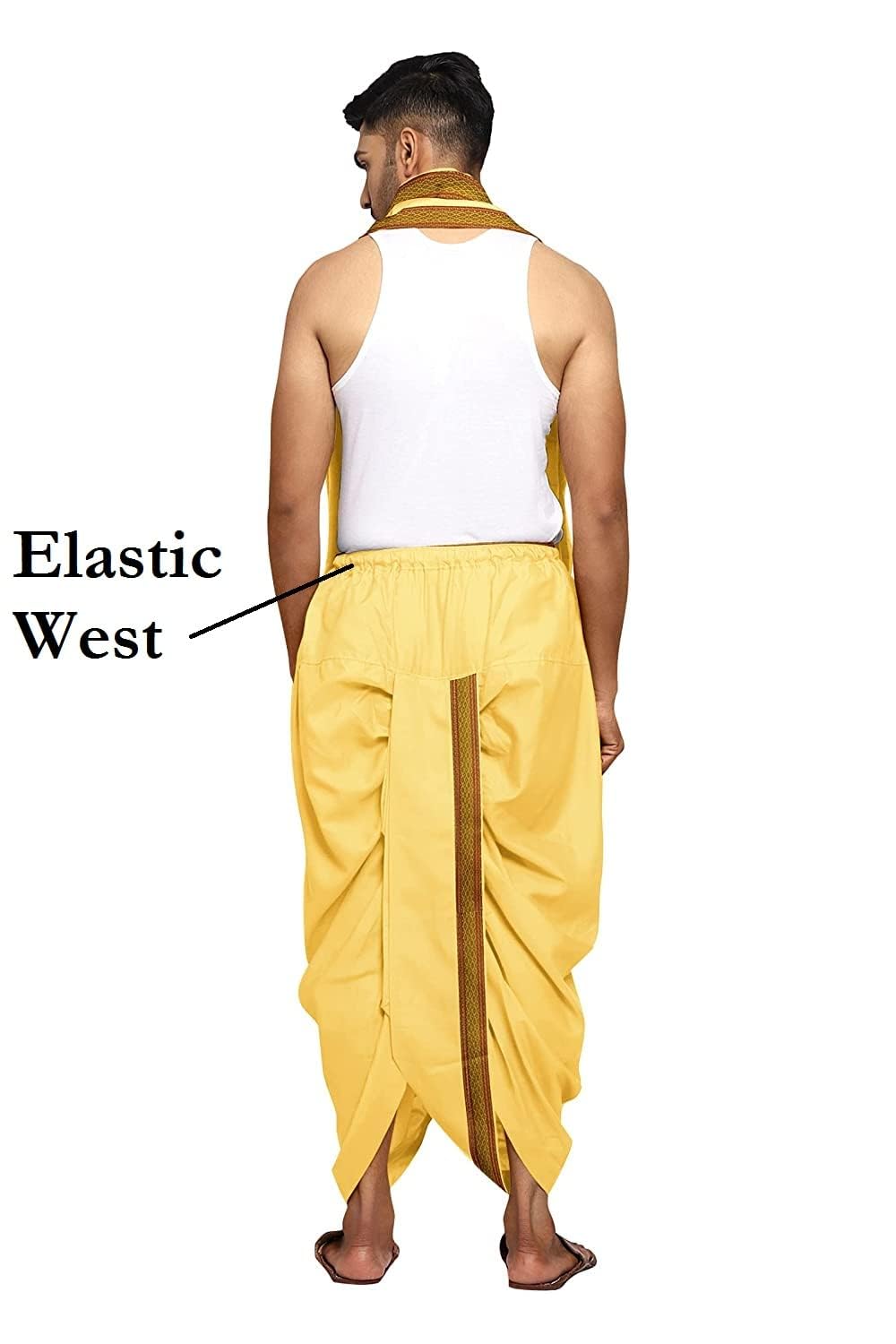 Rameshwaram Fabrics Men's Light Yellow Dhoti - Image 5