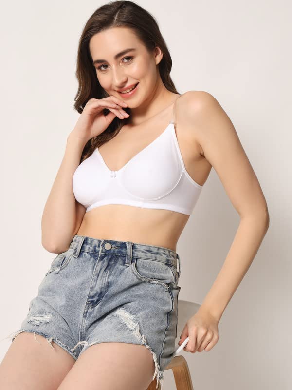 Makazio Women's Transparent Strap Bra - Cotton - Image 3