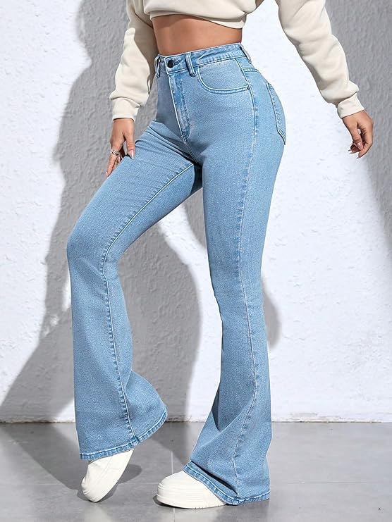 DOLLFASHION Bell Bottom Boot Cut Jeans for Women - Image 3