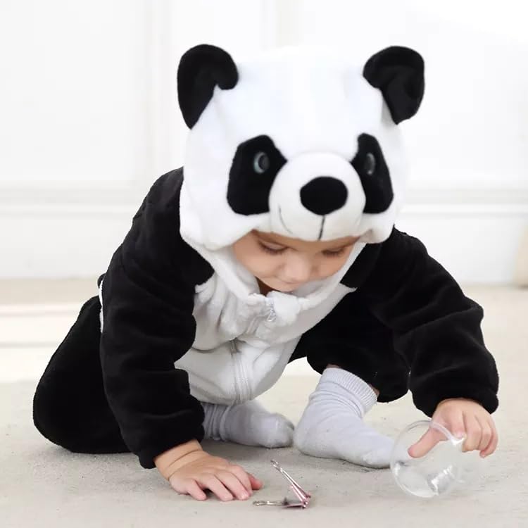BRANDONN Unisex Baby Panda Flannel Jumpsuit - Black - Image 2