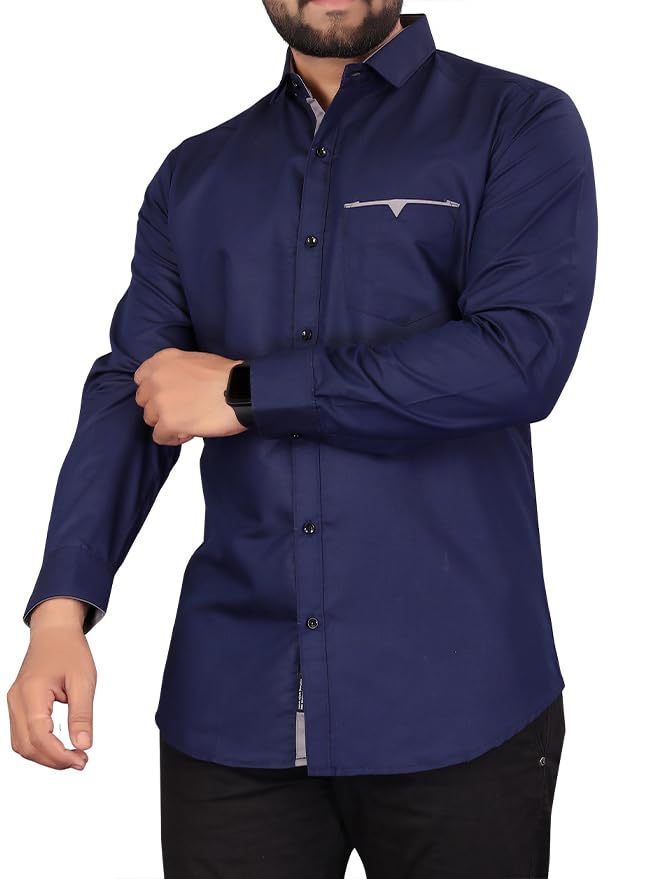 Colebrook Men's Cotton Casual Shirt - Navy - Image 5