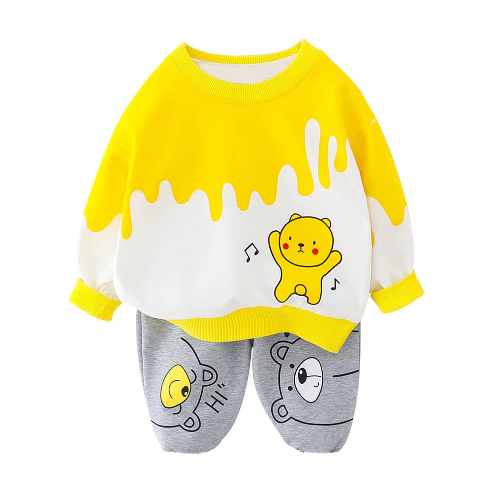 Googo Gaaga Boy Cotton Sweatshirt Set - Yellow