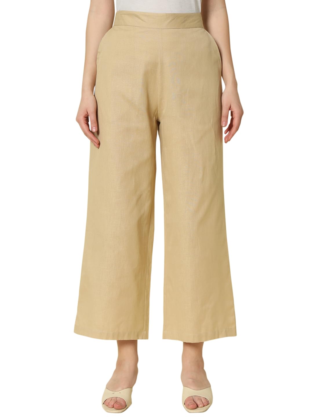 FIORRA Women's Beige Cotton Palazzo