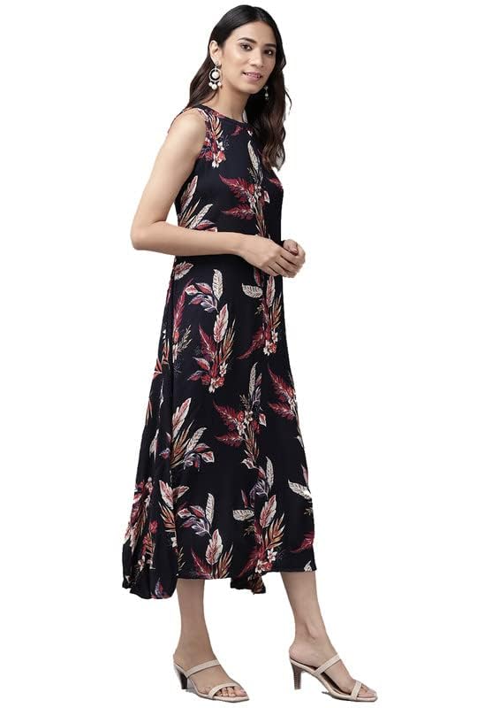 Yash Fashion Women's Floral Printed A-Line Dress - Blue - Image 3