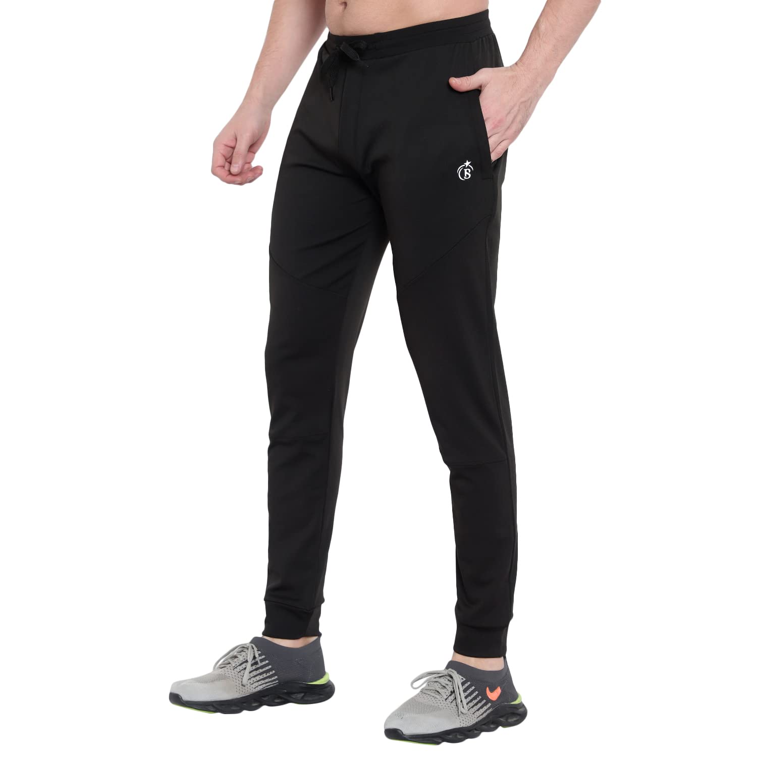 BLUE STAR SHARK Men's Black Track Pants - Image 2