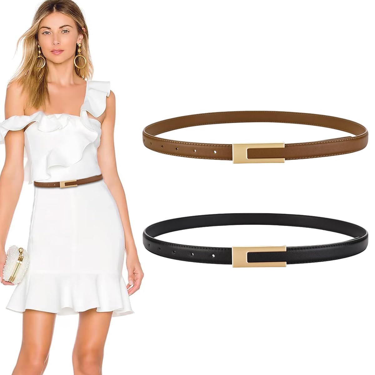 PALAY Women's PU Leather Belt - Gold