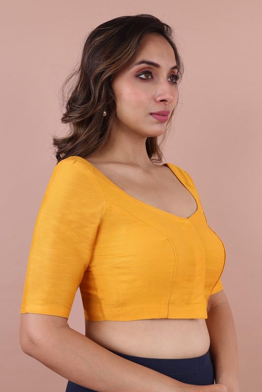 RENE Women Yellow Cotton Slub Blouse - Image 3