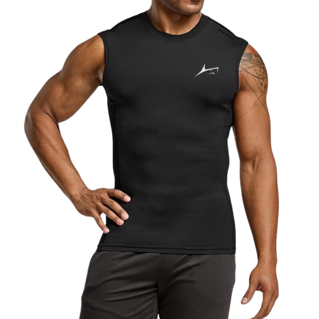 PROSHARX Men's Sleeveless Compression Shirt - Black - Image 4